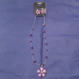 Purple Flower Necklace Set